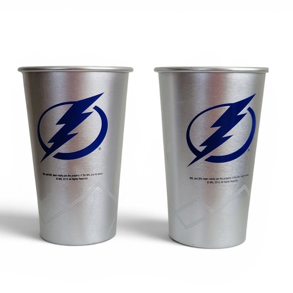 Coors Light Tampa Bay Lightning NHL Aluminum Pint Cupts Set of 2 Beer Tumblers